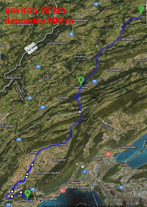 Itinéraire de l'étape 1